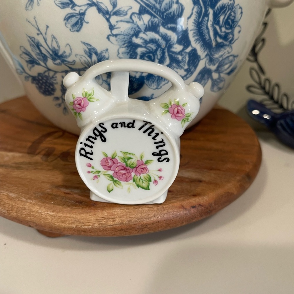 Vintage Floral 'Rings and Things' Porcelain Ring Holder